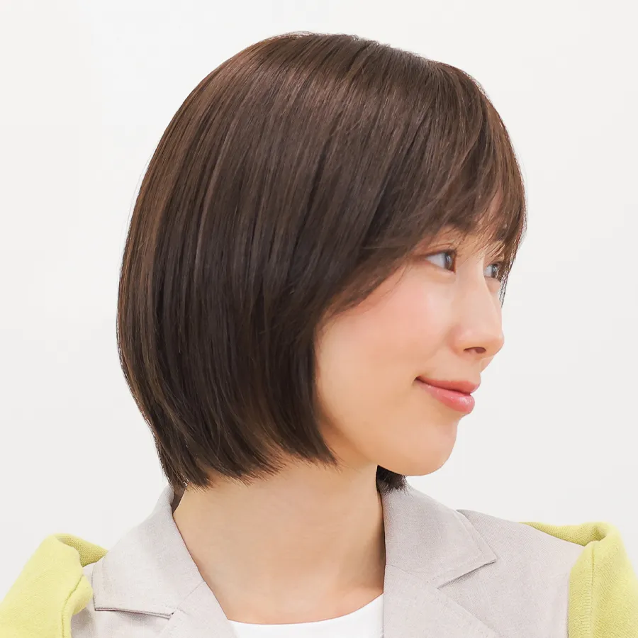 医療用ウィッグ・レミー/レミープレミアム/コンフィショート すっきりとしたひし形フォルムが優しい印象のショートボブ